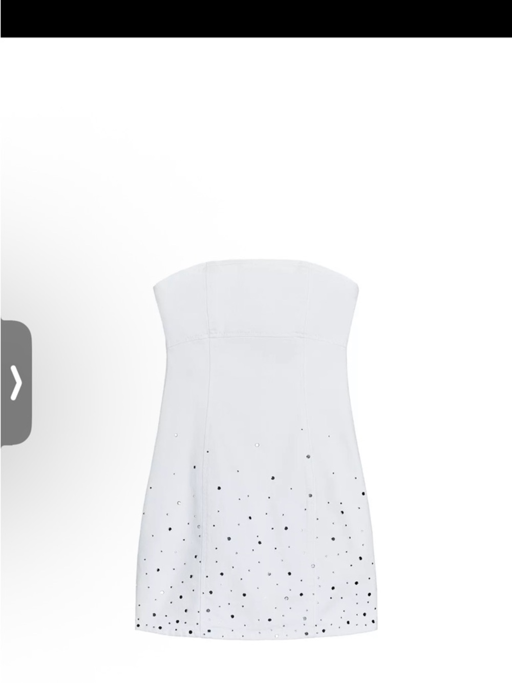 Zara White Strapless Mini Dress with Black Studded Detail